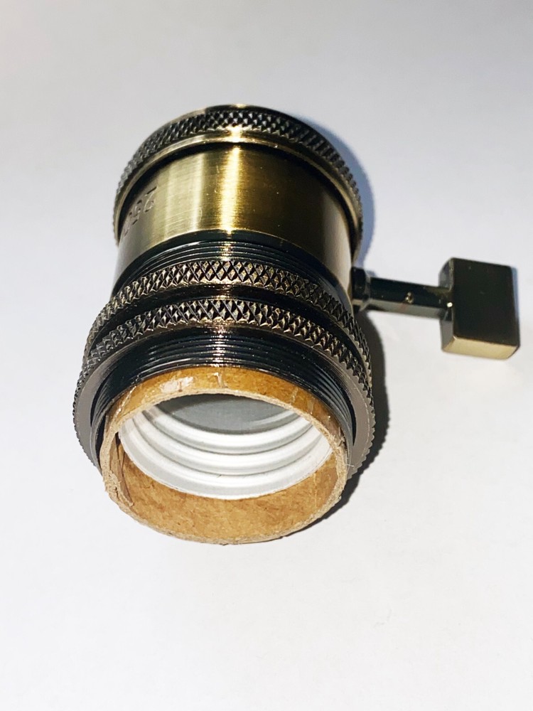 VINTAGE STYLE ANTIQUE BRASS PADDLE SWITCH MED BASE LAMP SOCKET UNO THREAD