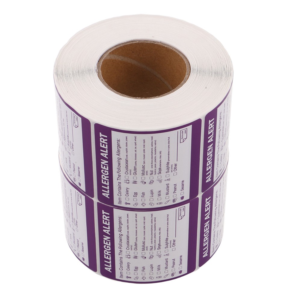 2 Rolls Allergen Label Notification Stickers Identification Labels