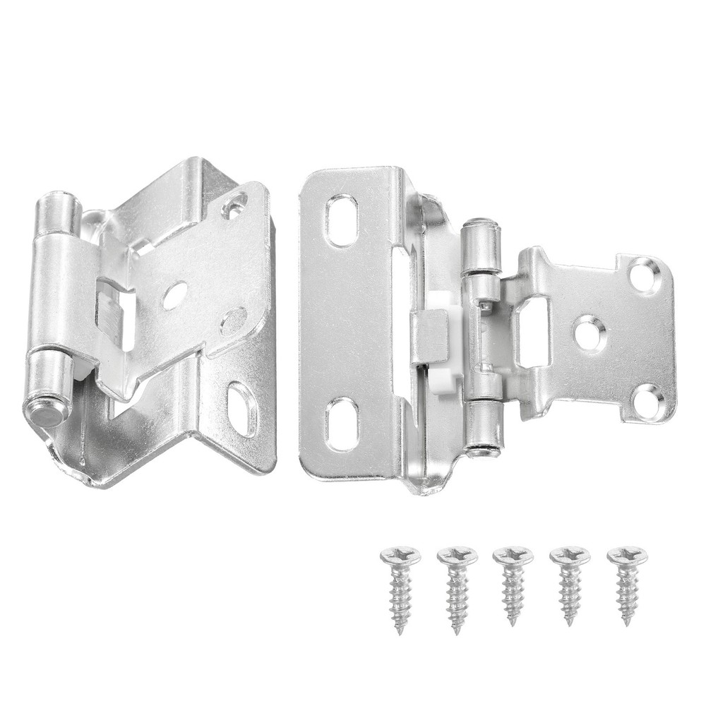20 Pcs Cabinet Hinges, 1/2" Overlay Partial Wrap Cabinet Hinges, Silver