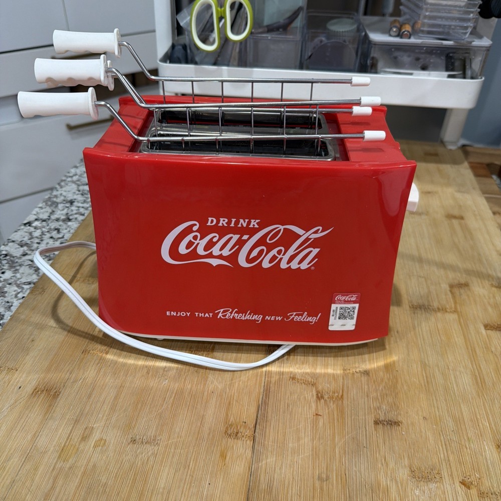 Nostalgia TCS2CK Adjustable Coca-Cola Grilled Cheese Toaster EZ-Clean Baskets  *