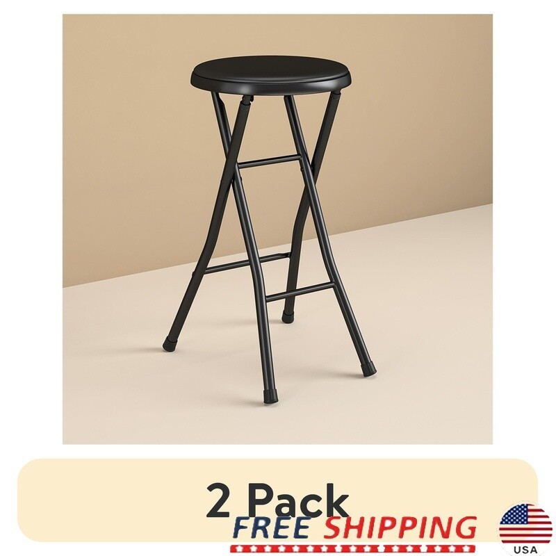 2 Pack Folding Stool Portable Multi-Purpose Seat Lightweight Padded Easy Storage