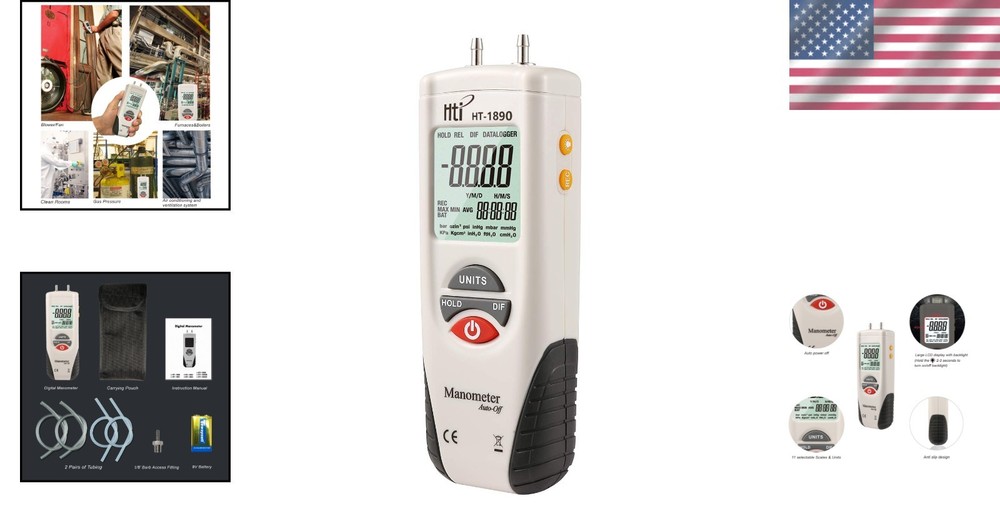High Accuracy Digital Manometer - Lightweight and User-Friendly Pressure Tester