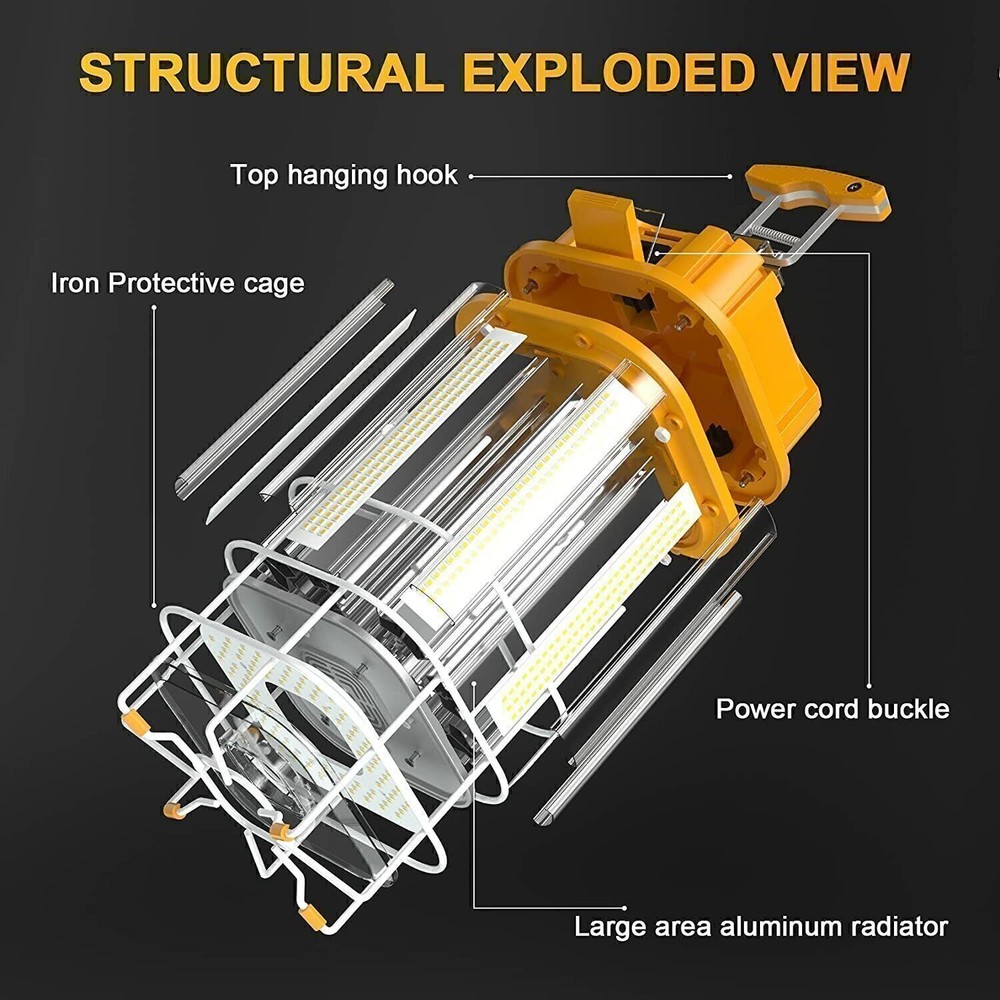 100W LED Temporary Jobsite Work Light 5000K Portable Construction Linkable Light