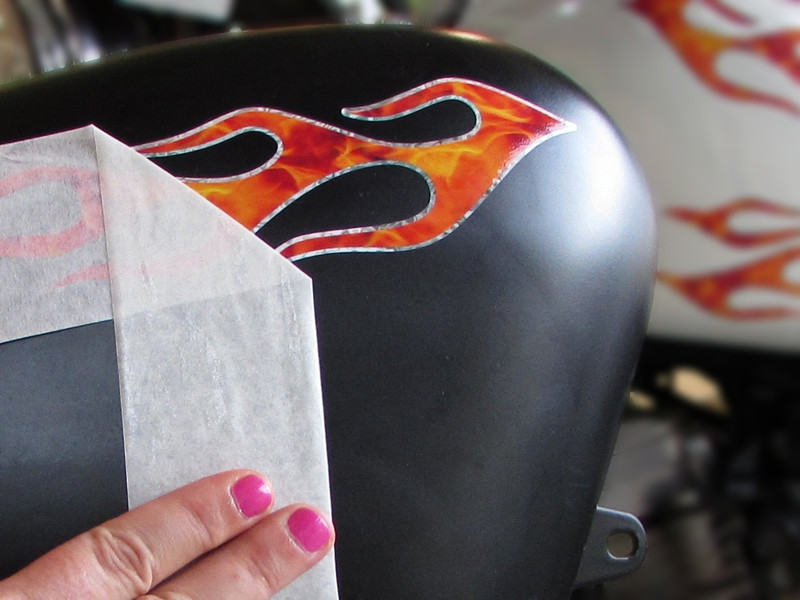Old school Flame decals - 28pc set - True Fire & Silver Foil - for motorcycle