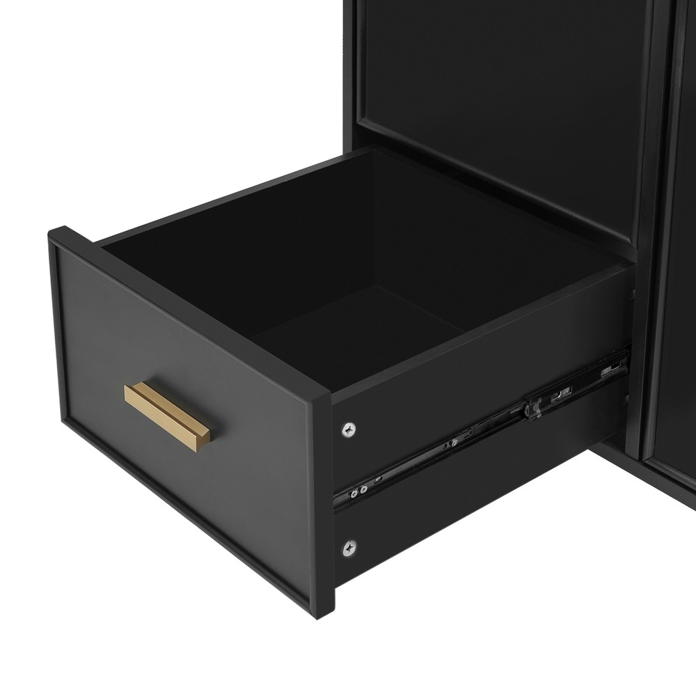 Bathroom Vanity with Ceramic Sink Solid Wood Frame Storage Cabinet Deep Drawer