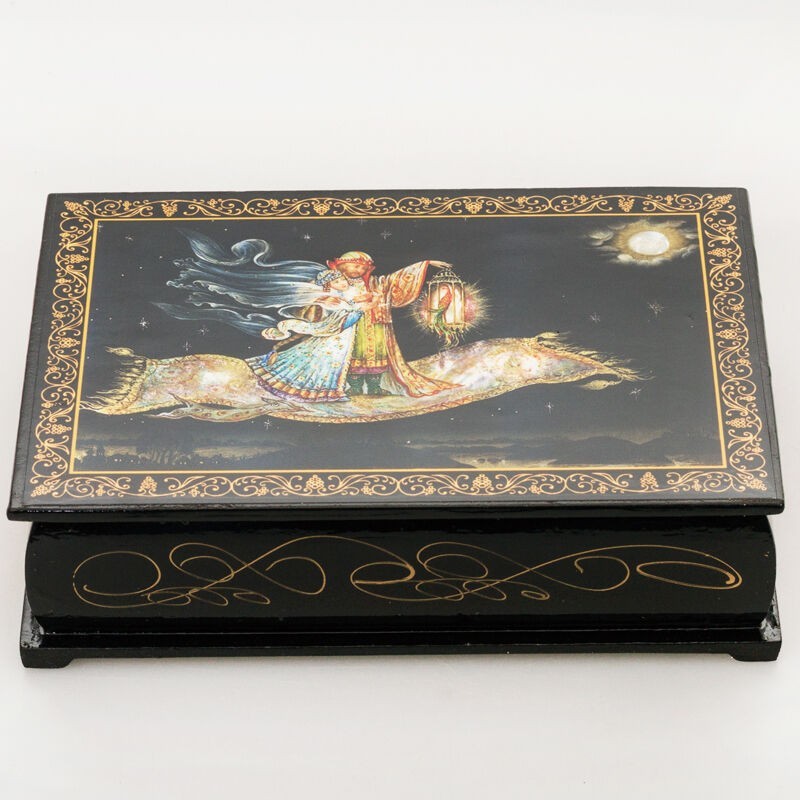 Magic Carpet Lacquer Trinket Box Keepsake Jewelry Box 5"x7"