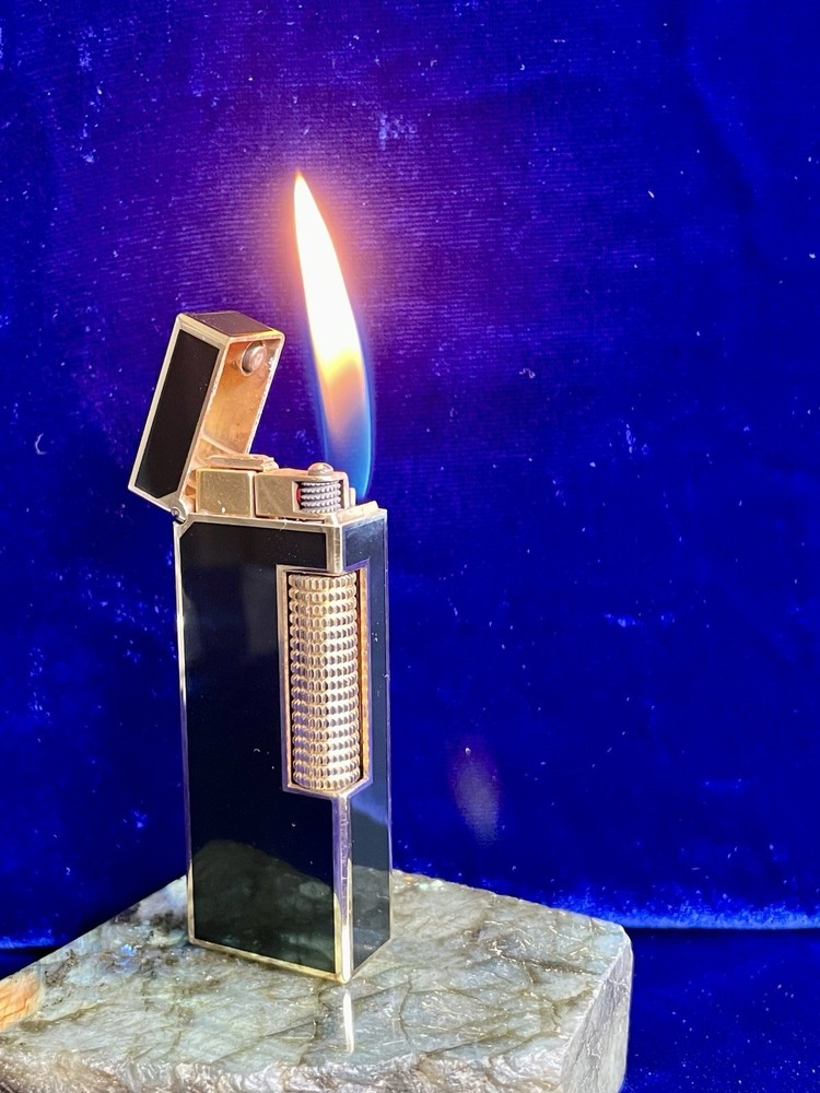 Dunhill Lighter Vintage Black Lacquer Rollagas Mint Condition Work 1 Year Warran