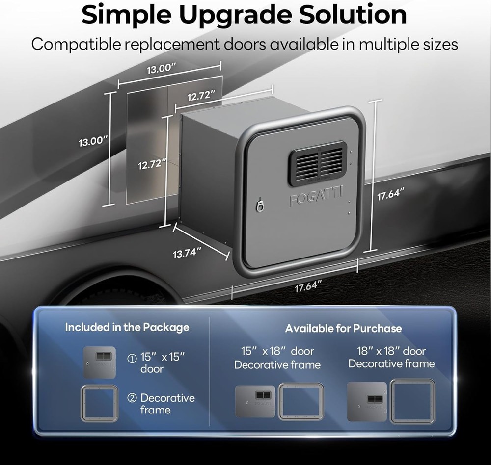 FOGATTI RV Tankless Water Heater InstaShower Ultra, 66,000 BTU 15x15 Inches Door