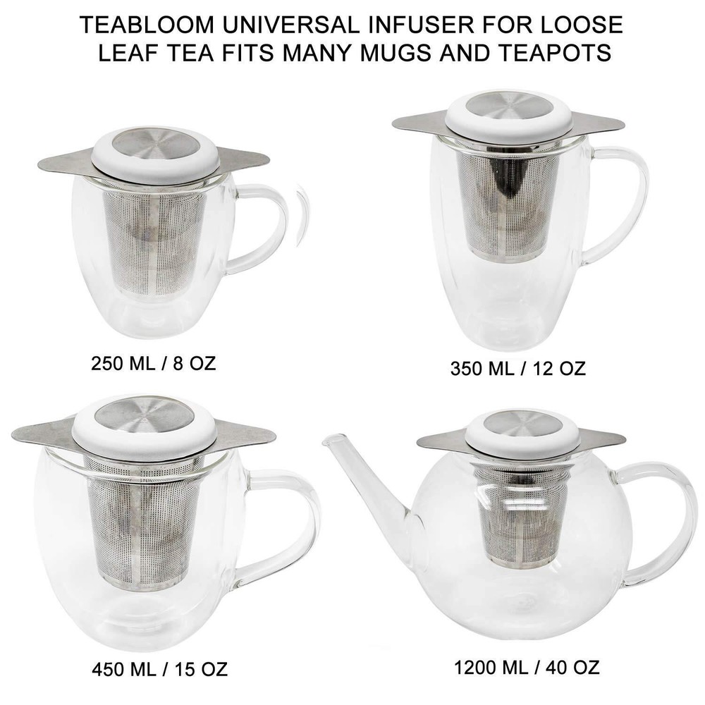 Universal Loose Tea Infuser with Dual-function Lid – Fits Mugs Teapots & More