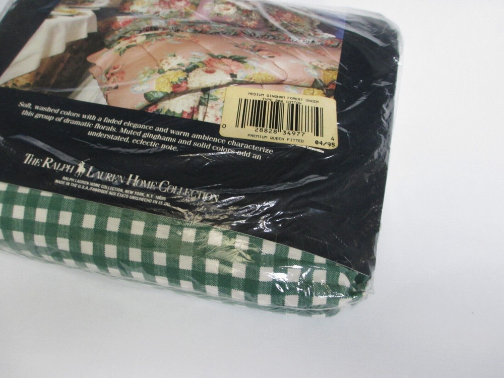 New Ralph Lauren Medium Gingham Forest Green Fitted Sheet - Queen