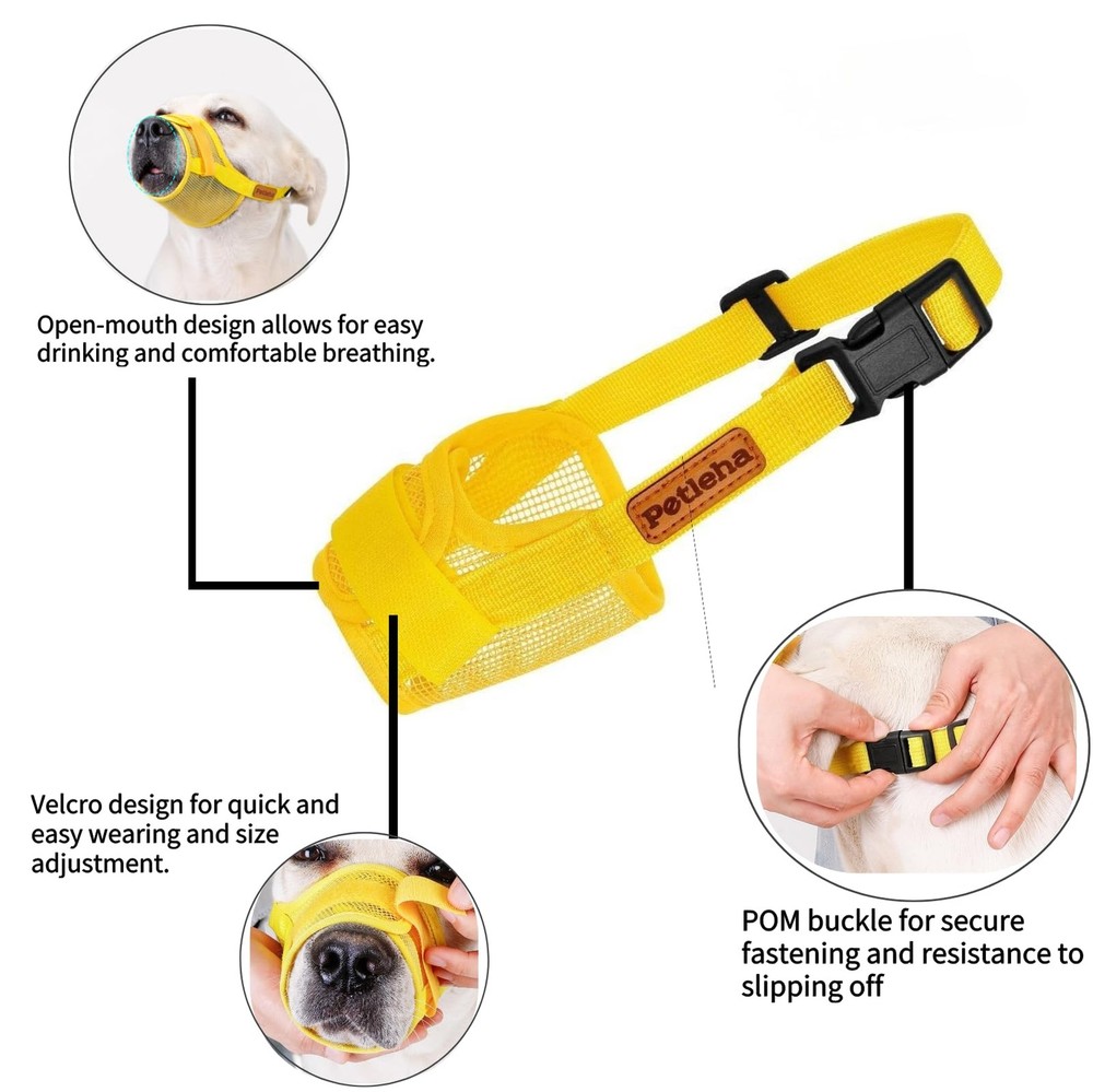 Dog Muzzle for Small Dogs – Soft Cotton Mesh, Adjustable Breathable Muzzle f...