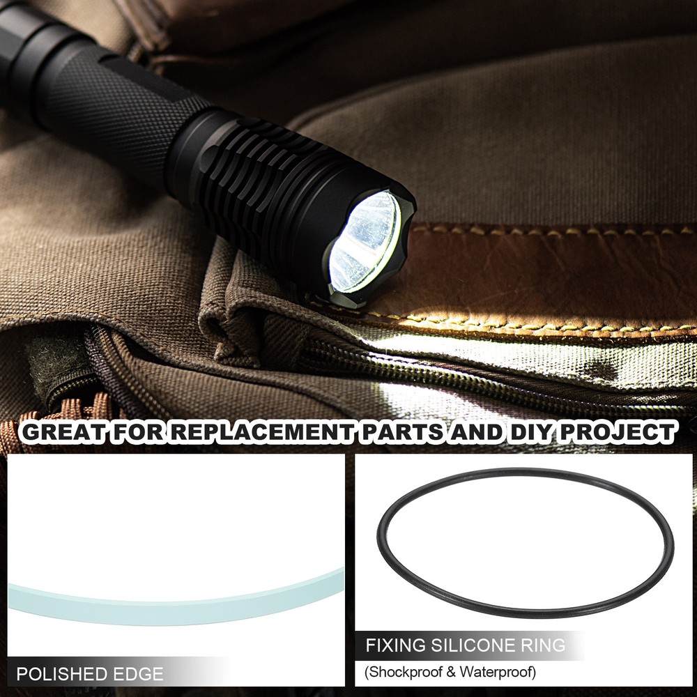 2.2" Dia LED Lens, 3 Set Flashlight Replacement Glass Lens with Ring