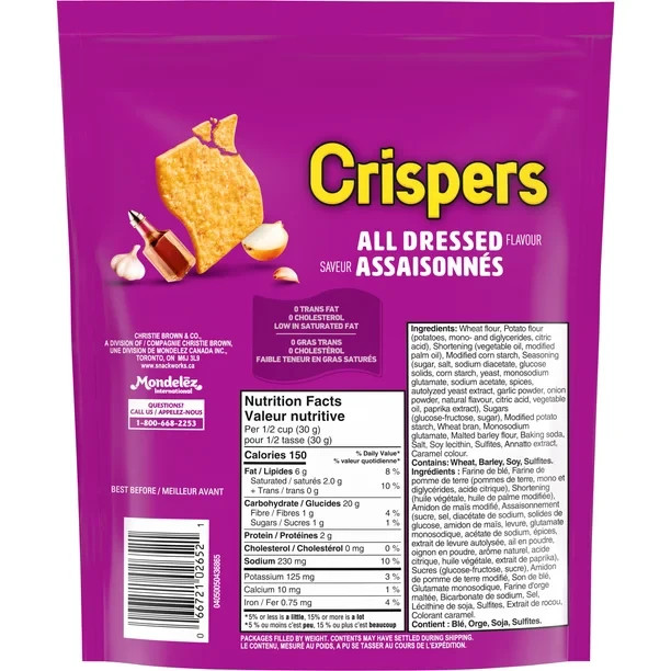 Christie Crispers All Dressed crackers 145g/5.1 oz