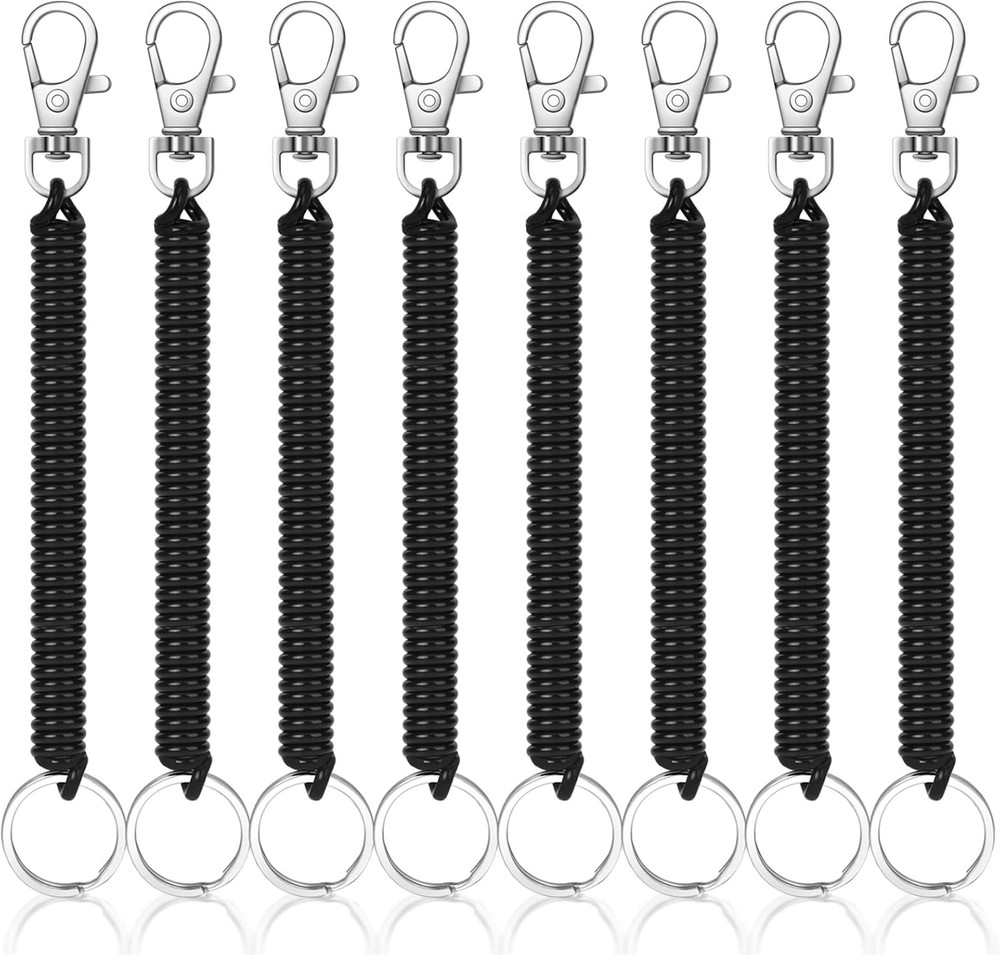 8PCS Retractable Coil Spring Keychain Spiral Cord Coil Keychain Holder Cell Phon