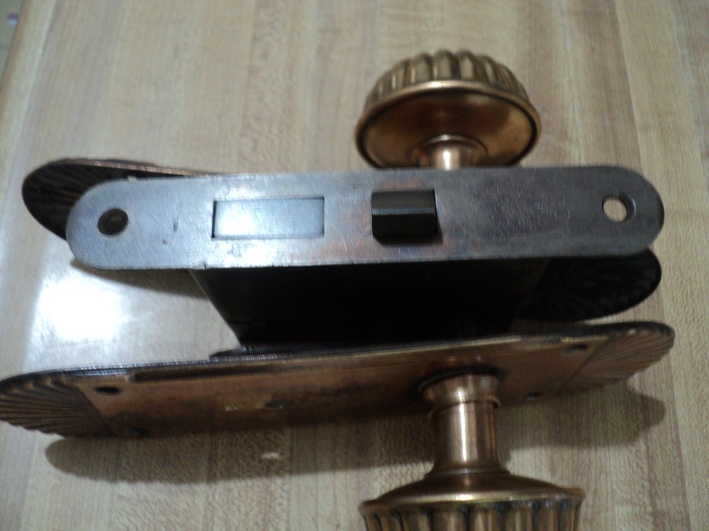 Beautiful COPPER Fluted LOCKING DOOR KNOB SET