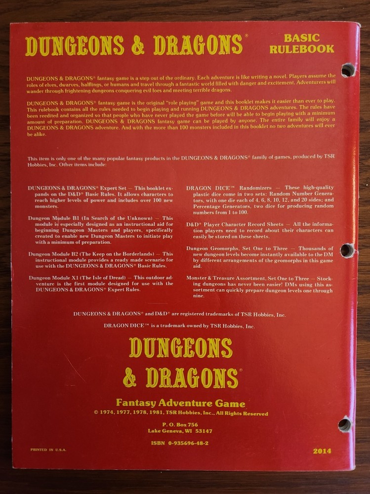 D&D Basic Set Purple Box B2 Module 1981 TSR BECMI Dungeons Dragons EX