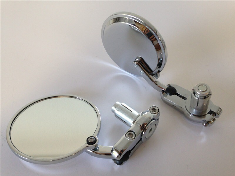 Pair Chrome Foldable Universal Motorcycle Round 7/8" Handle Bar End Side Mirrors