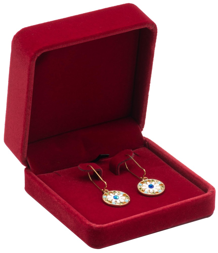 Velvet Earring Gift Box Large Earring Storage Case (Red) Red