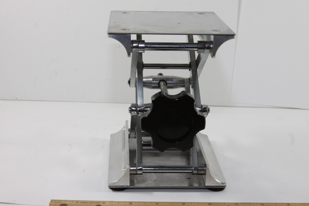 SS PLATFORM LAB JACK STAND 4 3/4" X 5 1/2" TABLE MAX H 9' MIN. H 2 3/4"