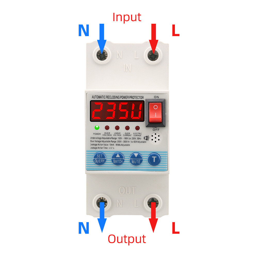 63A Multifunctional Overvoltage Undervoltage Leakage Short Circuit Overcurrent