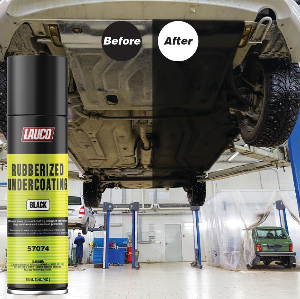 LAUCO Rubberized Undercoating Black Aerosol Spray – 15 Oz Can, Protective Coatin
