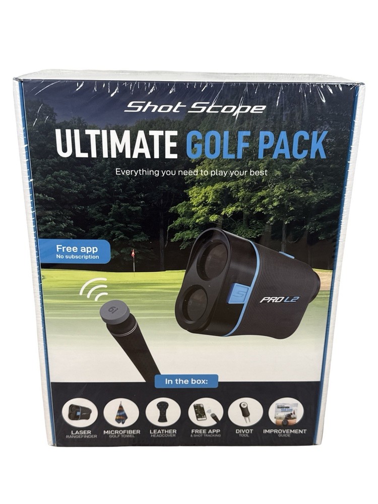 SHOT SCOPE Ultimate Golf Pack - Rangefinder, Divot Tool, Tracking Tag - NEW