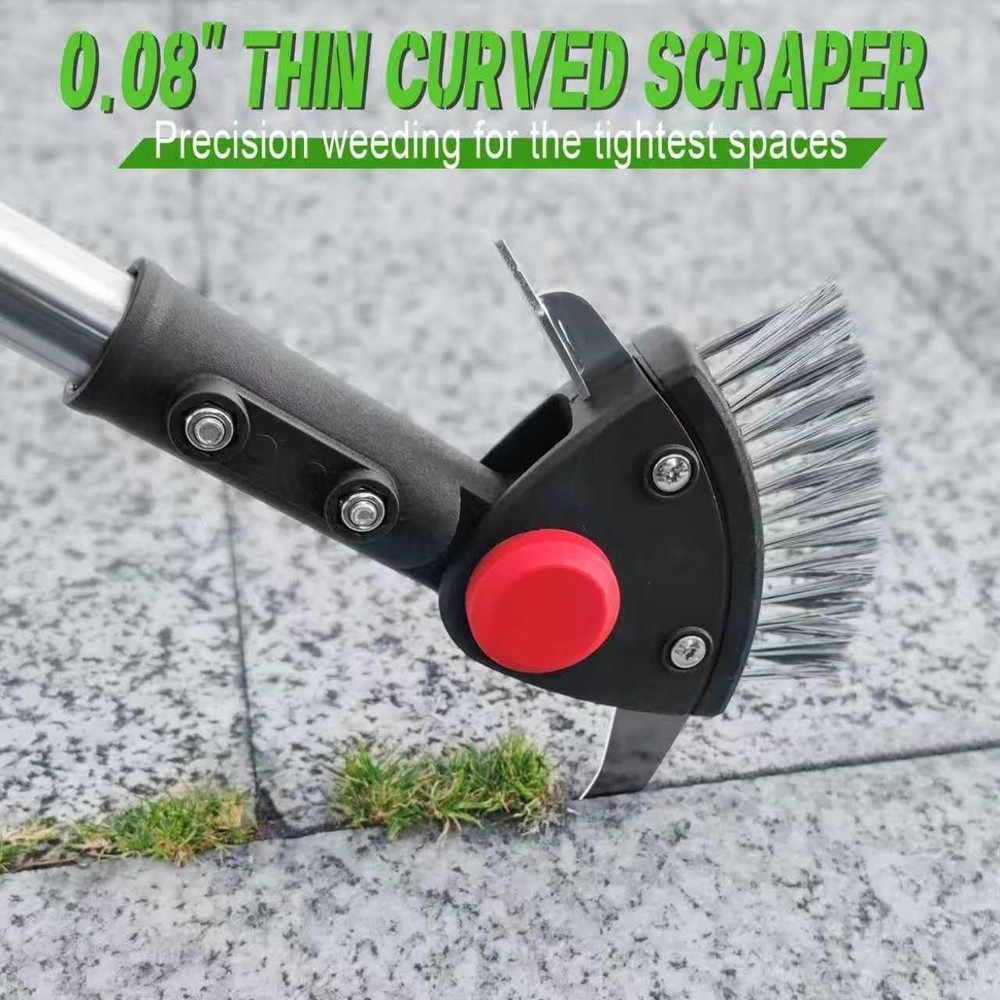 Crack Weeder Long Handle 3-in-1 Adjustable Crevice Cleaning Tool with Stainle...
