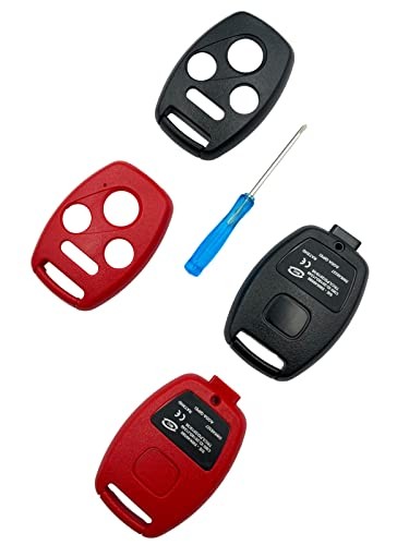 Cutting Not Required - Replacement Keyless Entry Remote Key 4 Button Black+Red
