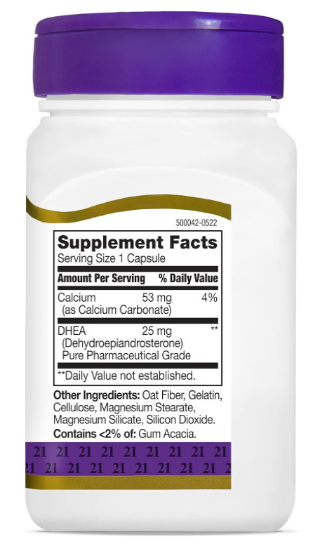 21st Century DHEA 25 mg Capsules, 90 Count