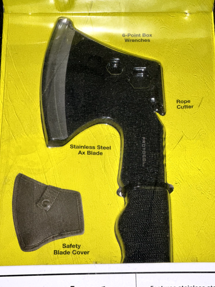 SURVIVAL TACTICAL HATCHET 5 IN 1 MULTI TOOL 11 INCH BLACK PROTOCOL