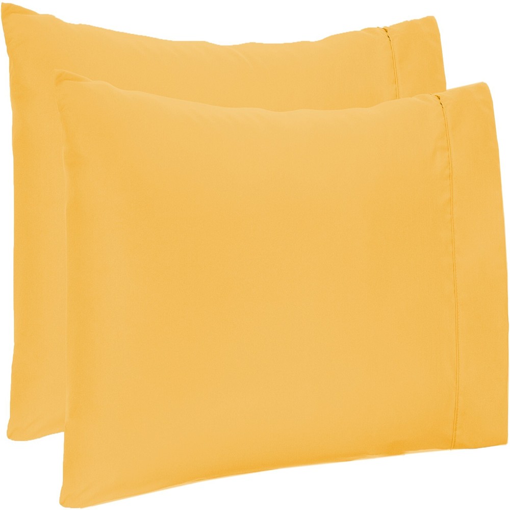 4 PCs Pillow Case Set 800 TC 100% Cotton Gold Solid Queen Size