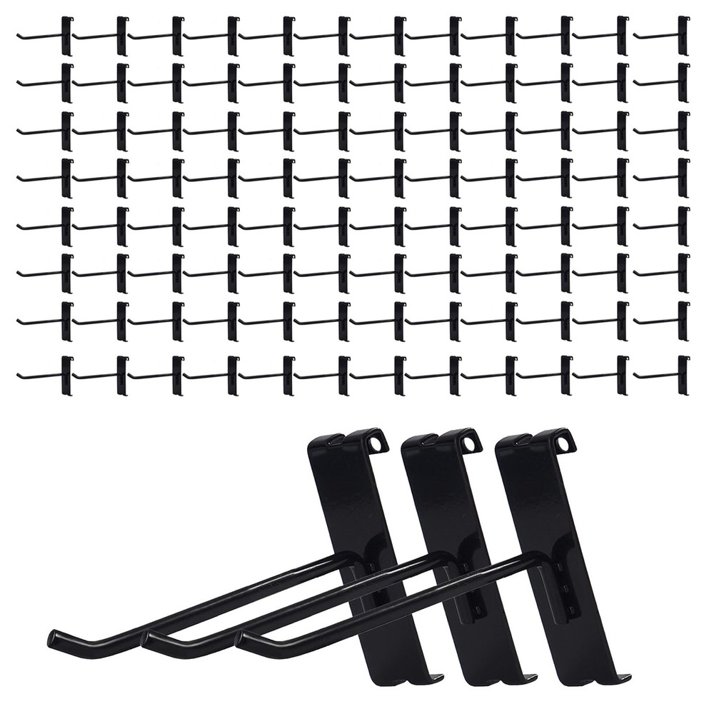 Gridwall Hooks 4 Inch, 100PC Heavy Duty Black Display Hooks for Grid Wall Pan...