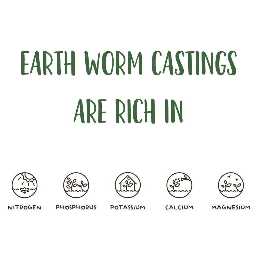 Earth Worm Castings – Organic Red Worm Compost Soil Amendment - .13 Cubic Foo...
