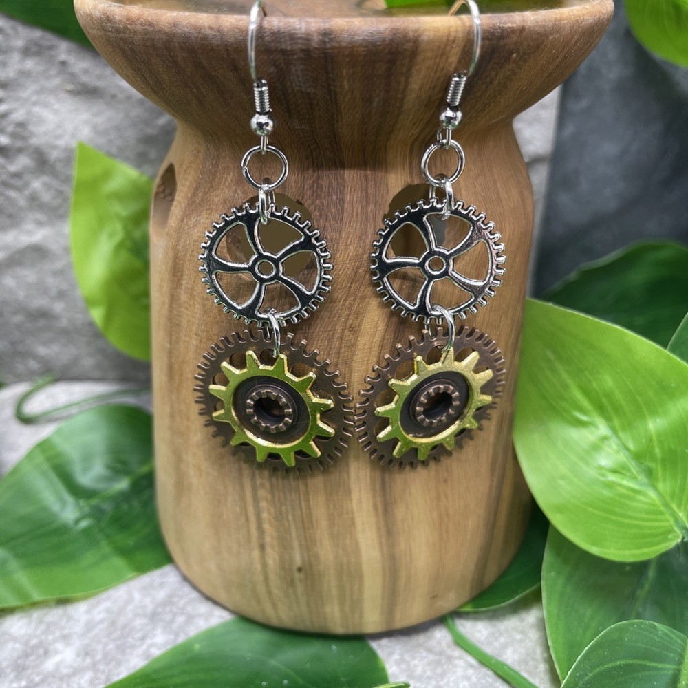 2.85” Silver-tone Steampunk Boho Drop Dangle Earring Set New Free Ship C140