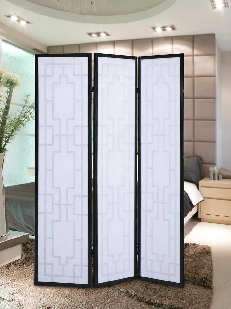3 Panel Room Divider Screen, Black