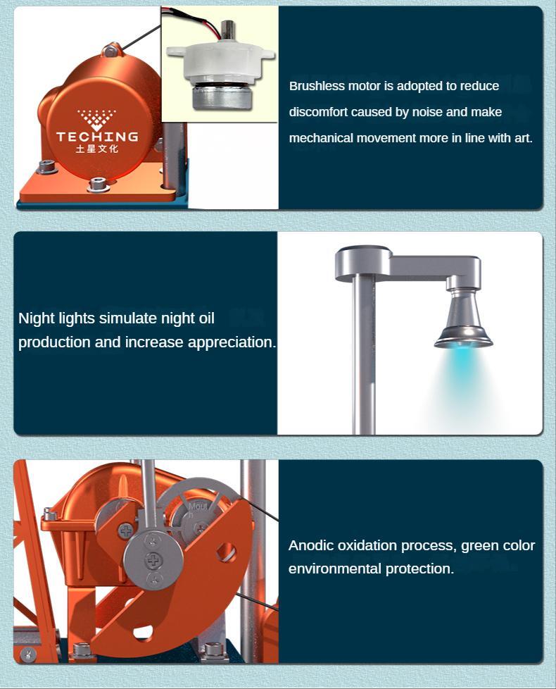 Metal TECHING Electric Oil Pumping Unit High Simulation DIY Assembly Model Kit