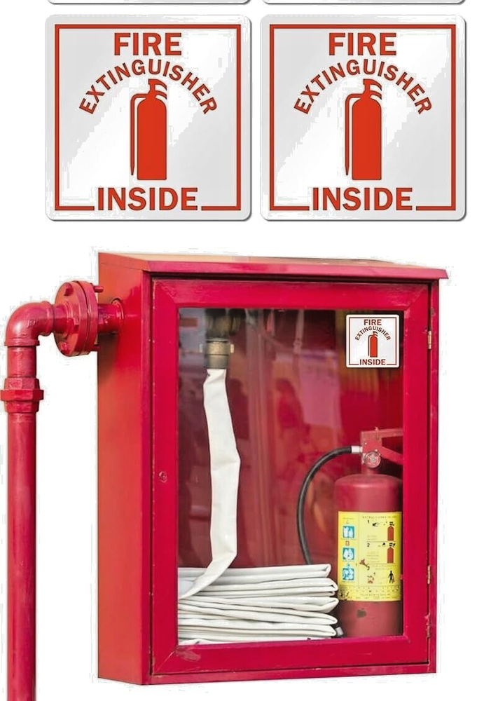2-2.75"x2.75" FIRE EXTINGUISHER INSIDE Reflective Label UV resistant, waterproof