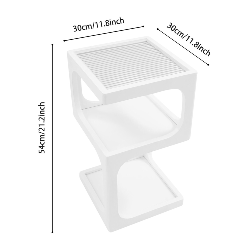 3-Tier Solid Wood Nightstand, End Table for Small Spaces with Open Storage