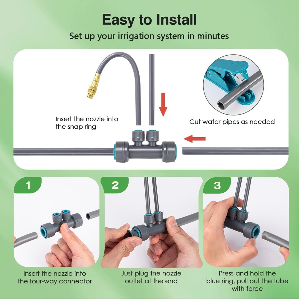 39 FT Drip Irrigation System - Double-Head 360° Adjustable Garden Watering
