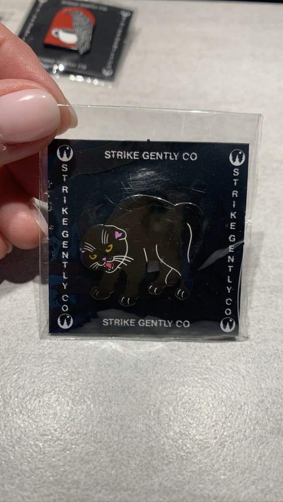Strike Gently Co. Enamel Pin Angry Black Cat