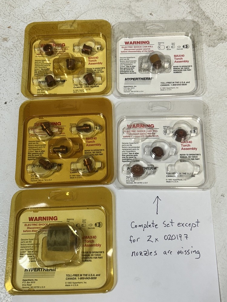 Hypertherm 028292 Max40 Consumables NEW but missing 2 020197nozzles