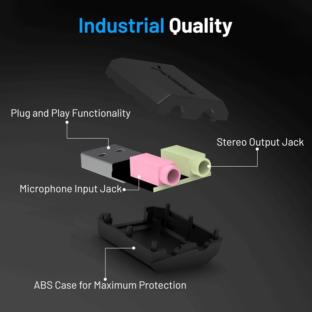 Lightweight USB External Stereo Sound Adapter - Incredible 3D Sound Experience