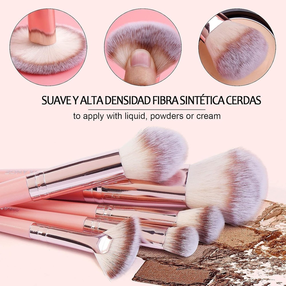 Makeup Brush Set, 42Pcs Tool Set Premium Synthetic Foundation Pink
