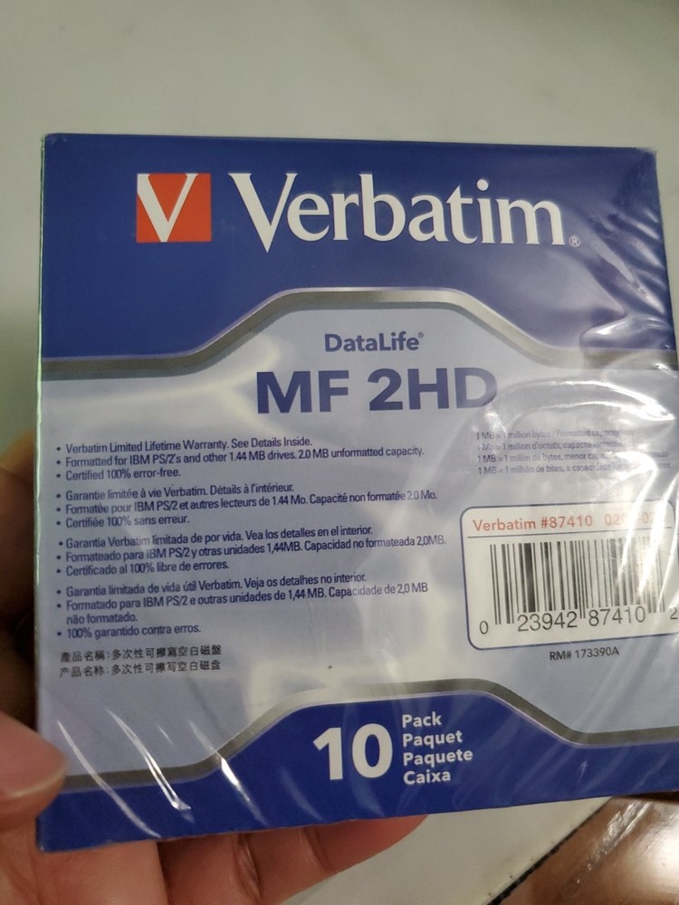Verbatim Data Life MF 2HD 1.44mb Floppy Disk 10 Pack Formatted IBM