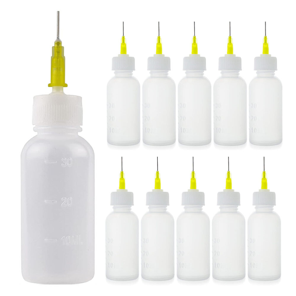 10pcs 30ml Needle Tip Bottles Set Squeeze Plastic Bottles Oil Liquid Glue Ink
