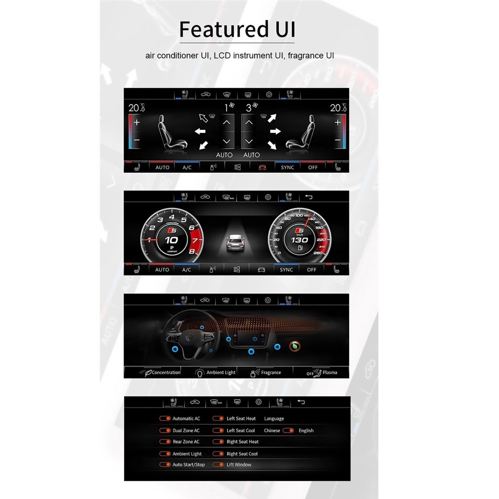 6.9'' LCD Digital AC Heater Temperature Climate Control Panel For VW Golf 7 GTI