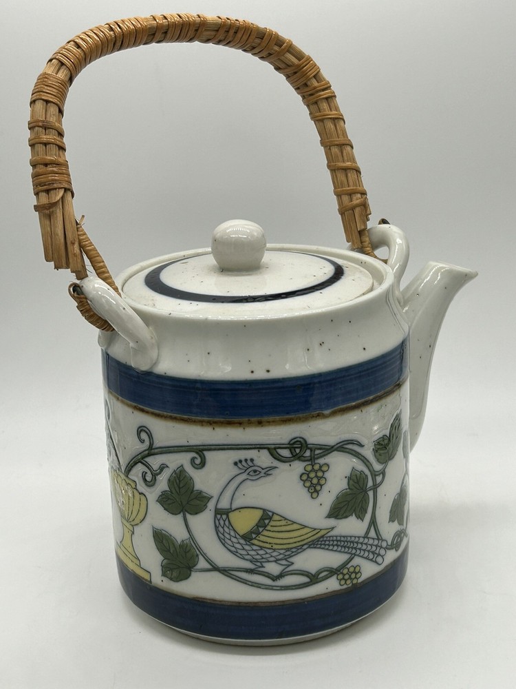 Otagiri Ceramic Peacock Rattan Teapot