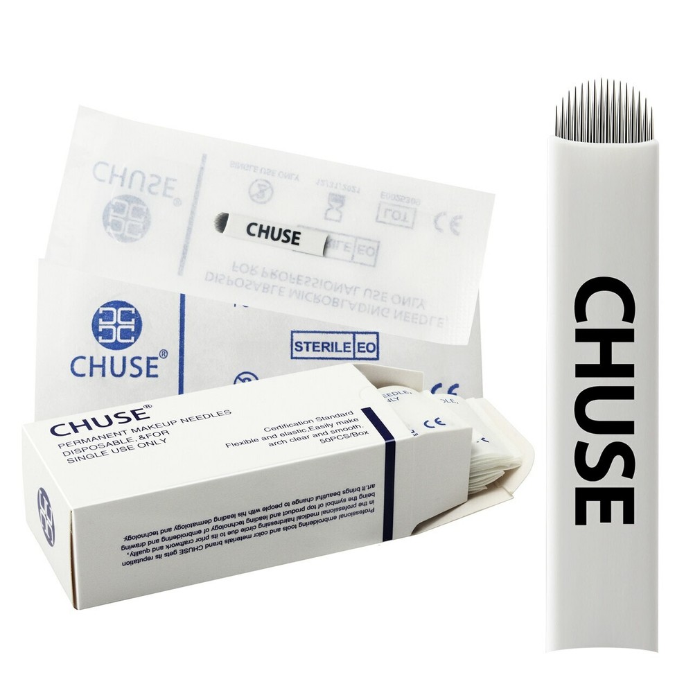 CHUSE 50pc Microblading Needle Permanent Makeup Eyebrow Manual Tattoo Blade 7-21