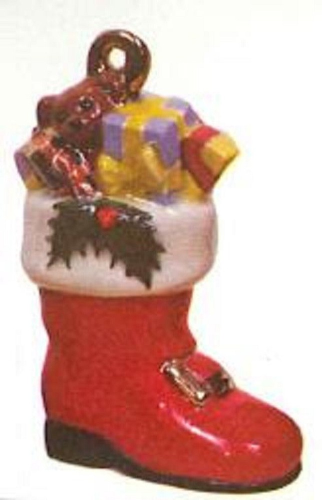 D226 - Ceramic Bisque Ornament: 3 1/2" Boot with presents - Ready to Paint