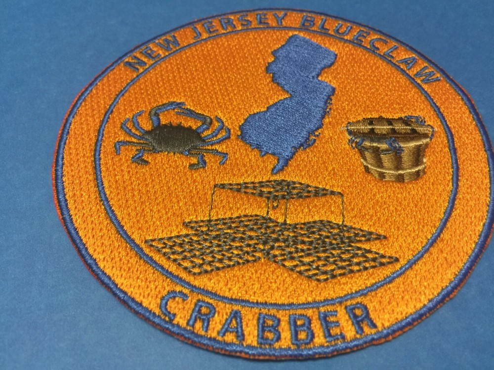 New jersey Blue Claw Crabber 4" Embroidered Iron On Patch